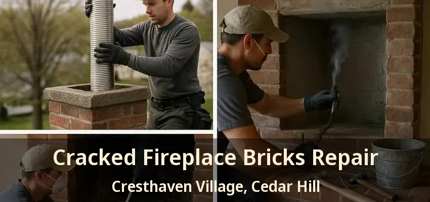 Cracked Fireplace Bricks Repair Cresthaven Village, Cedar Hill - TX